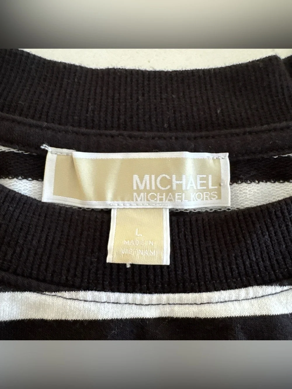 Michael Kors Boxy T-Shirt black with striped w MK logo short sleeve top